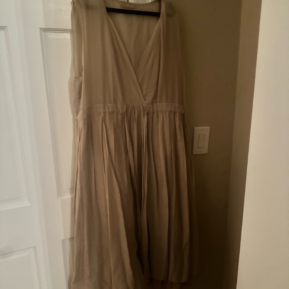 CP Shades Cotton Silk light beige Sleeveless Julia Midi Dress Size L (maybe XL)